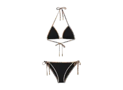 Burberry Check Detail Stretch Nylon Triangle Bikini "Black"