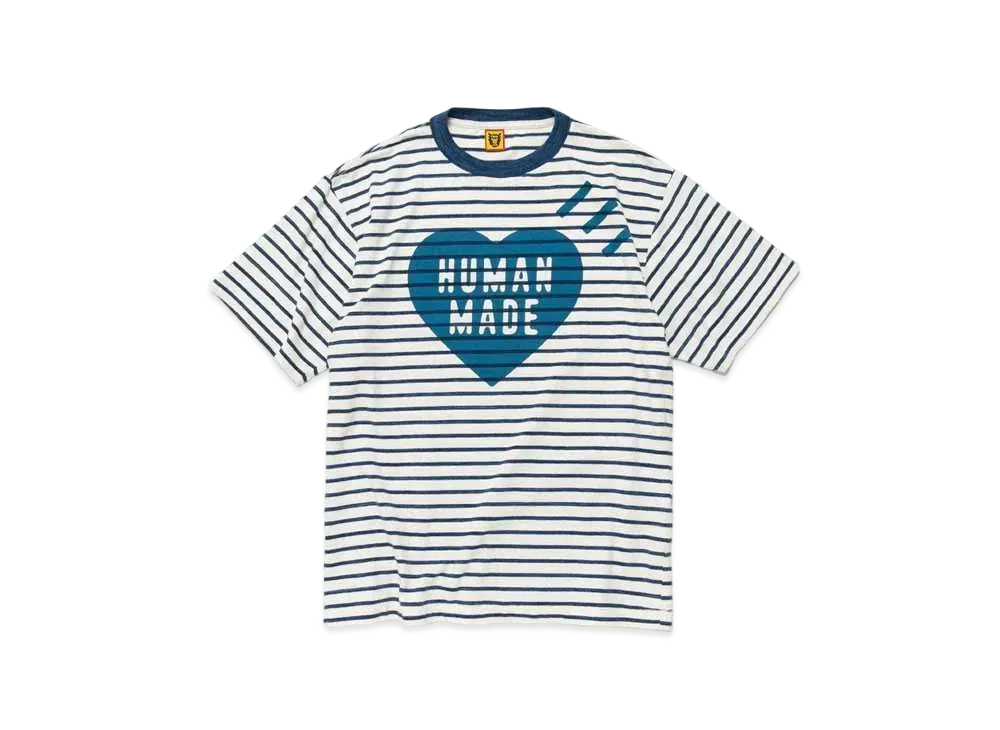HUMAN MADE Striped Heart T-Shirt "Navy"