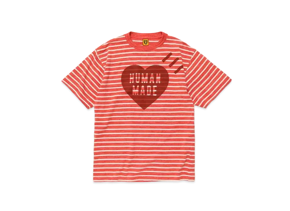 HUMAN MADE Striped Heart T-Shirt "Pink"