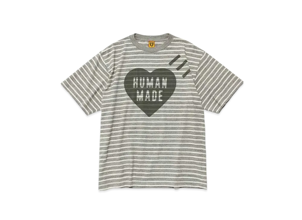HUMAN MADE Striped Heart T-Shirt "Gray"