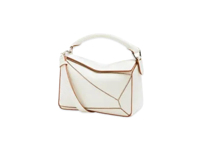 LOEWE Small Puzzle Bag In Soft Grained Calfskin "Soft White"