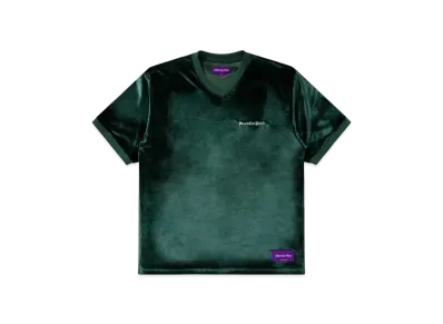 Black Eye Patch Blackletter V Neck Velour Tee "Olive"