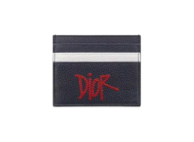Dior x Shawn Stussy Flat Card Holder "Navy"