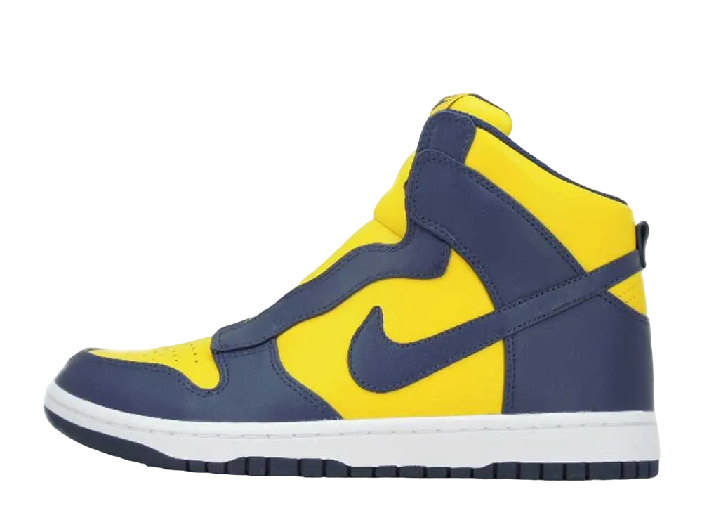 sacai × Nike Women's Dunk High Lux "Midnight Navy/Varsity Maize"
