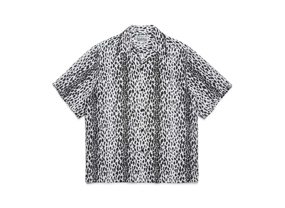 WACKO MARIA Leopard Open Collar Shirt "Chrcoal"