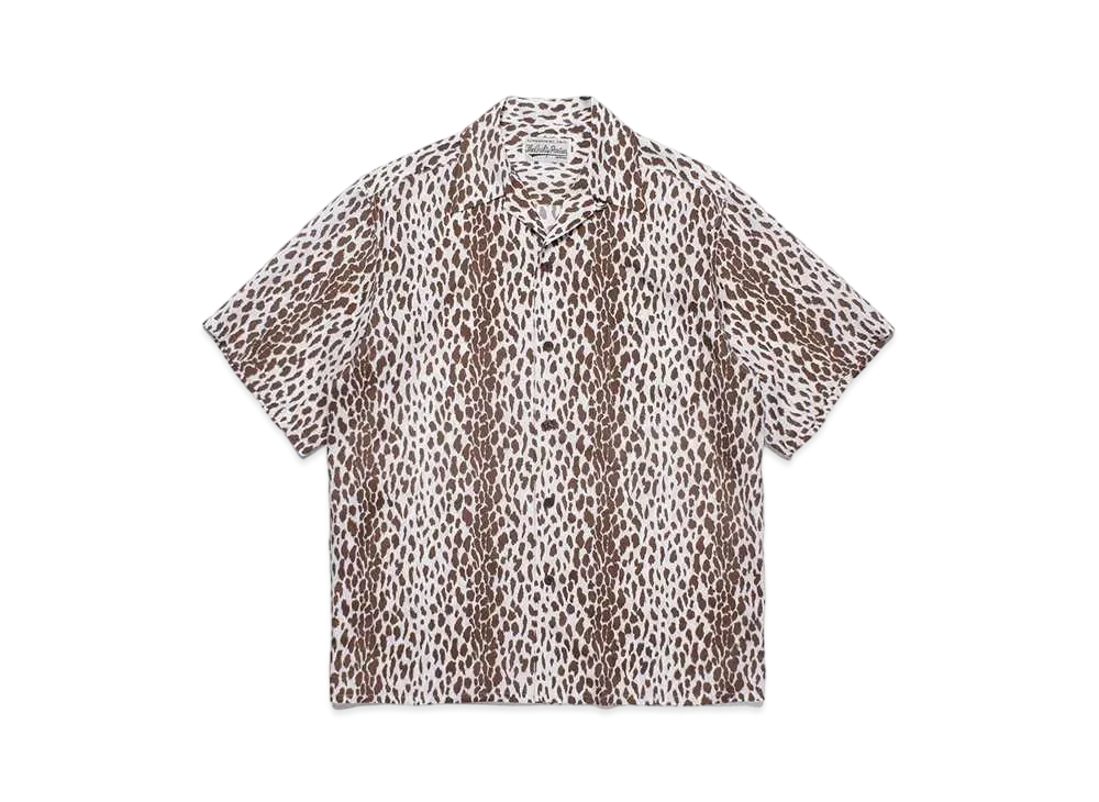 WACKO MARIA Leopard Open Collar Shirt "Brown"