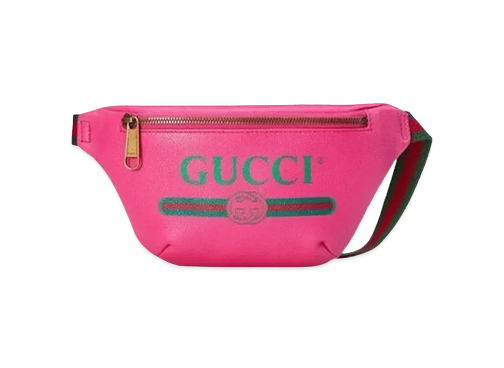 GUCCI Vintage Logo Print Leather Small Belt Bag "Pink"