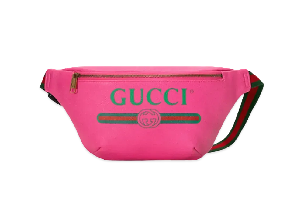GUCCI Vintage Logo Print Leather Medium Belt Bag "Pink"
