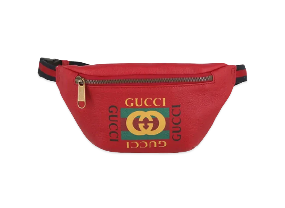 GUCCI Logo Print Leather Medium Belt Bag "Red"