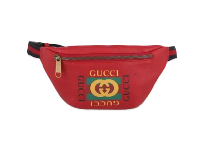 GUCCI Logo Print Leather Medium Belt Bag "Red"