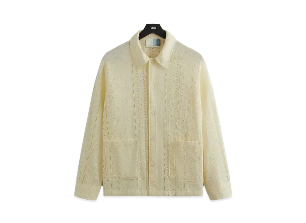 Kith Cotton Eyelet Boxy Collared Overshirt "Sandrift"