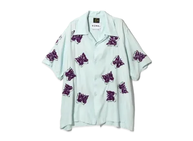 Needles x NOMA t.d. S/S One-Up Shirt-Papillon Embroidery "Saxe Blue"