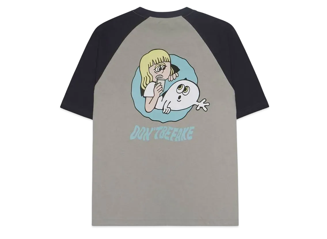 9090 Ghost Raglan Tee "Light Gray / Navy"