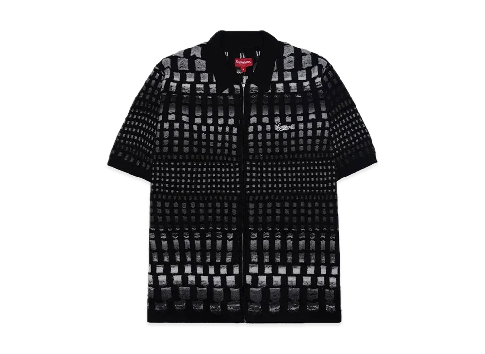 Supreme Gradient Grid Zip Up Polo "Black"