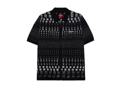 Supreme Gradient Grid Zip Up Polo "Black"