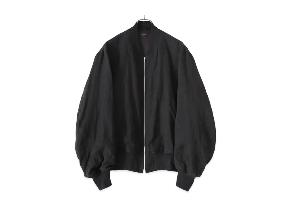COMOLI Linen W Cross Zip Blouson "Black"