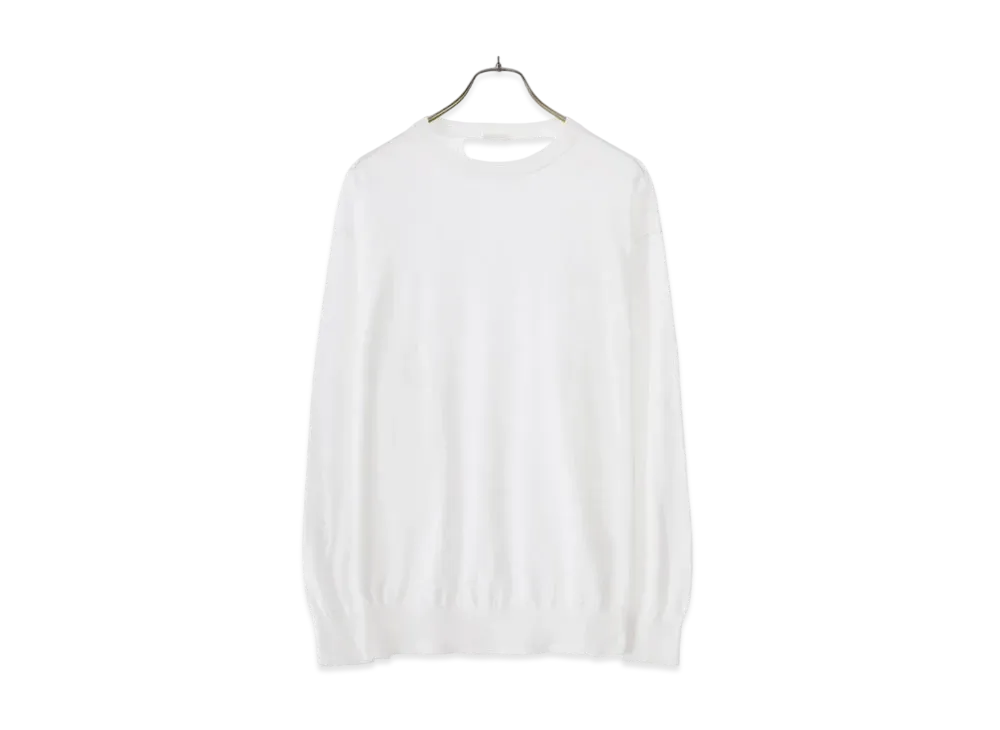 COMOLI 18G Crew Neck Knit "White"