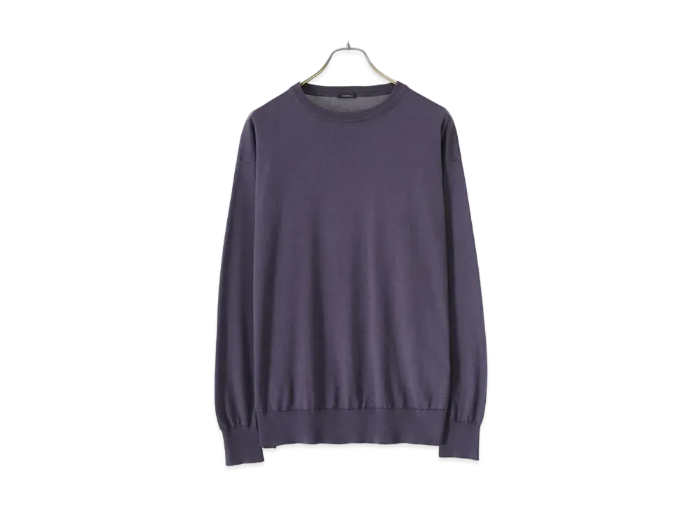 COMOLI 18G Crew Neck Knit "Fade Navy"