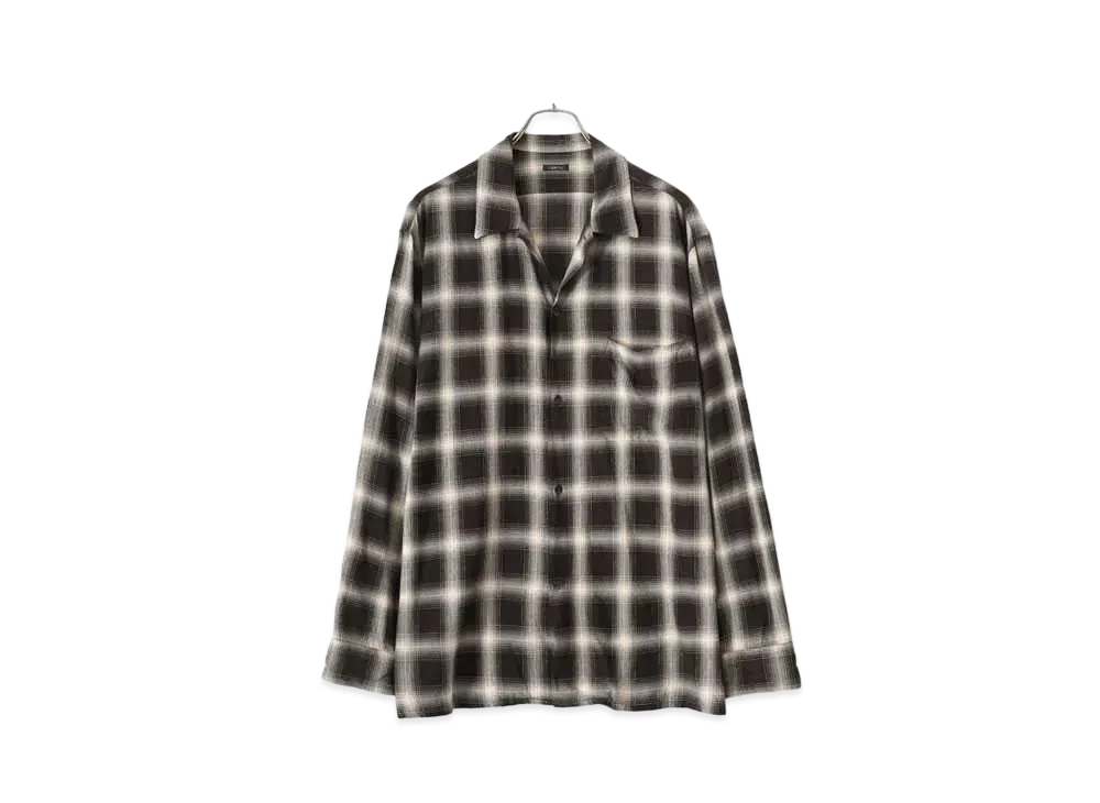 COMOLI Rayon Check Open Collar Shirt "Check"