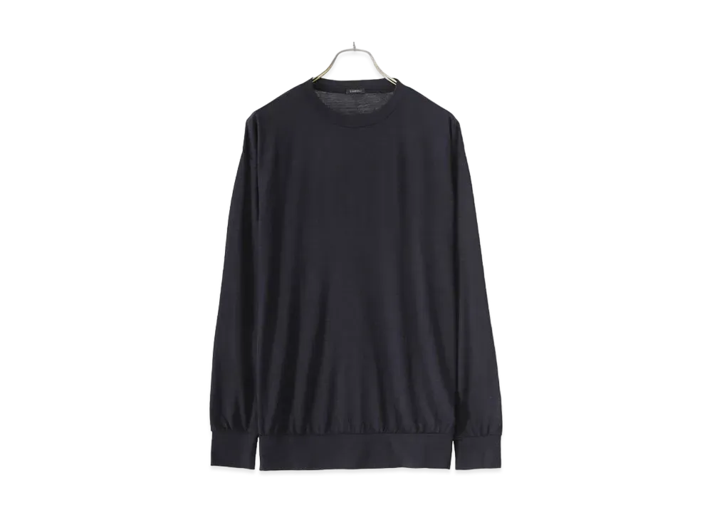 COMOLI Summer Wool Long Sleeve Crew "Navy"