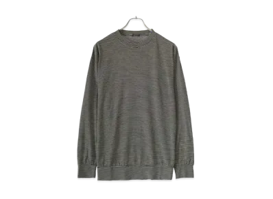 COMOLI Summer Wool Long Sleeve Crew "Border"