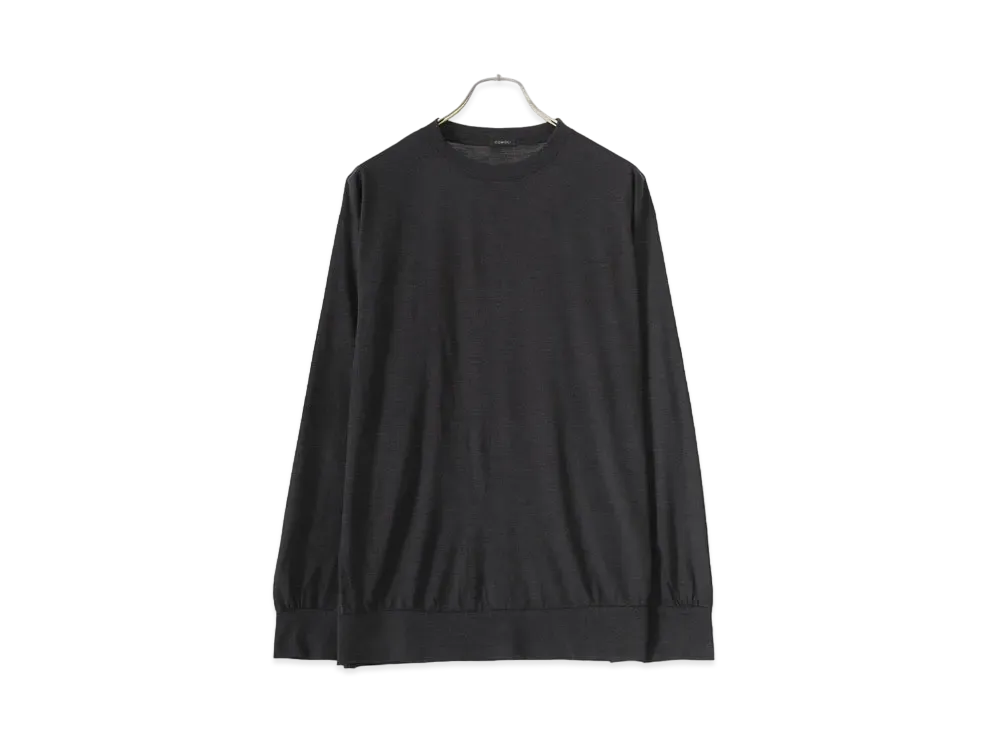 COMOLI Summer Wool Long Sleeve Crew "Charcoal"