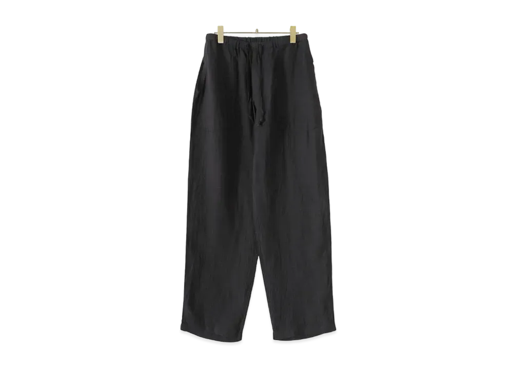 COMOLI Linen W Cross Drawstring Pants "Black"