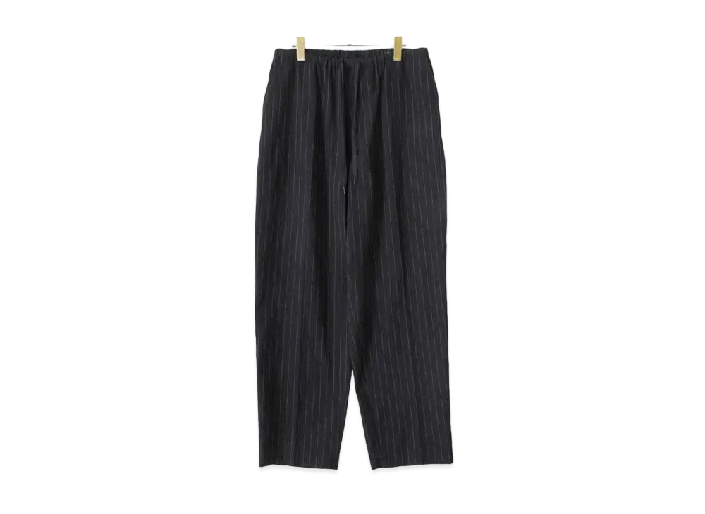 COMOLI Wool Striped Drawstring Pants "Stripe"