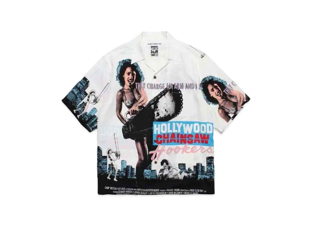 WACKO MARIA Hollywood Chainsaw Hookers / Hawaiian Shirt #2 "White"