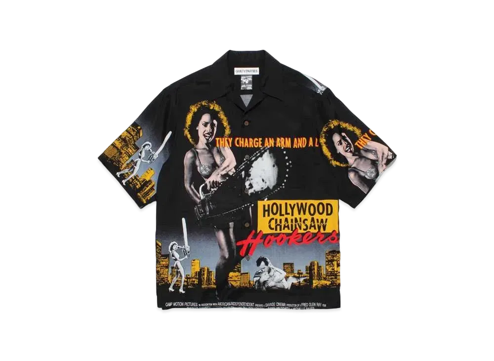 WACKO MARIA Hollywood Chainsaw Hookers / Hawaiian Shirt #2 "Black"