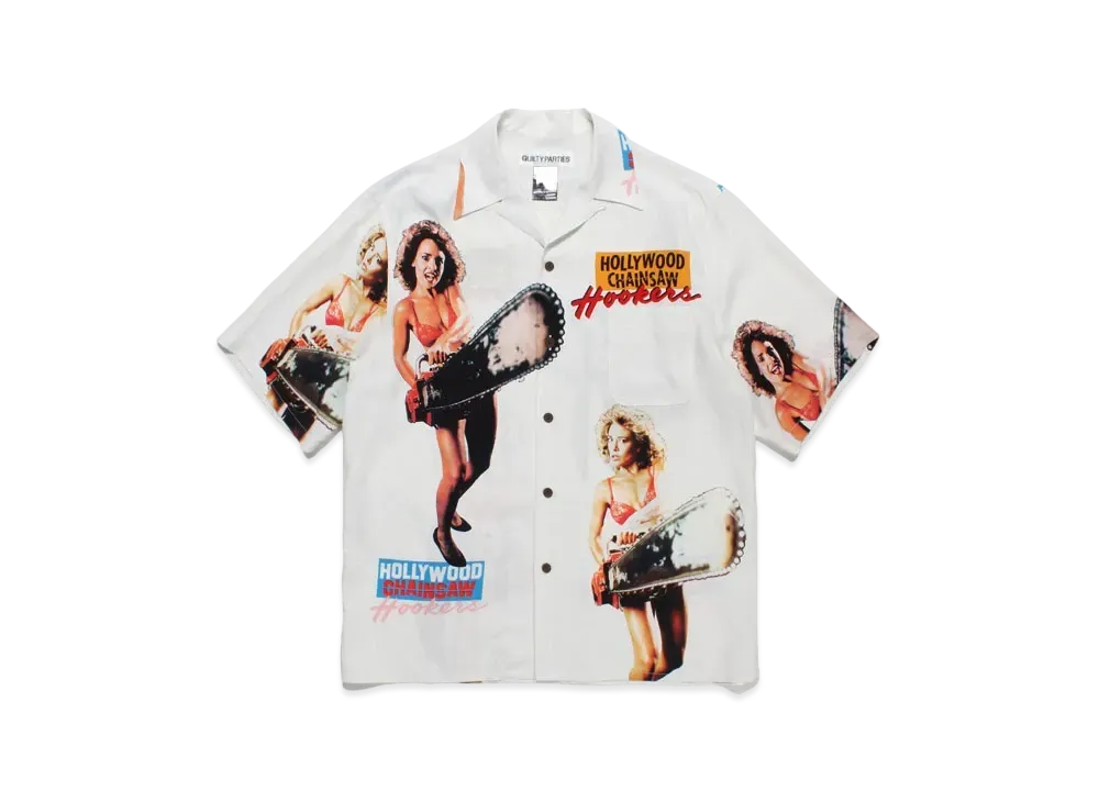 WACKO MARIA Hollywood Chainsaw Hookers / Hawaiian Shirt #3 "White"