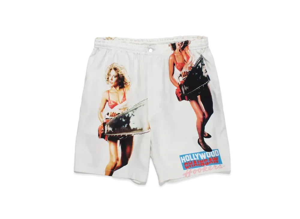 WACKO MARIA Hollywood Chainsaw Hookers / Hawaiian Shorts "White"