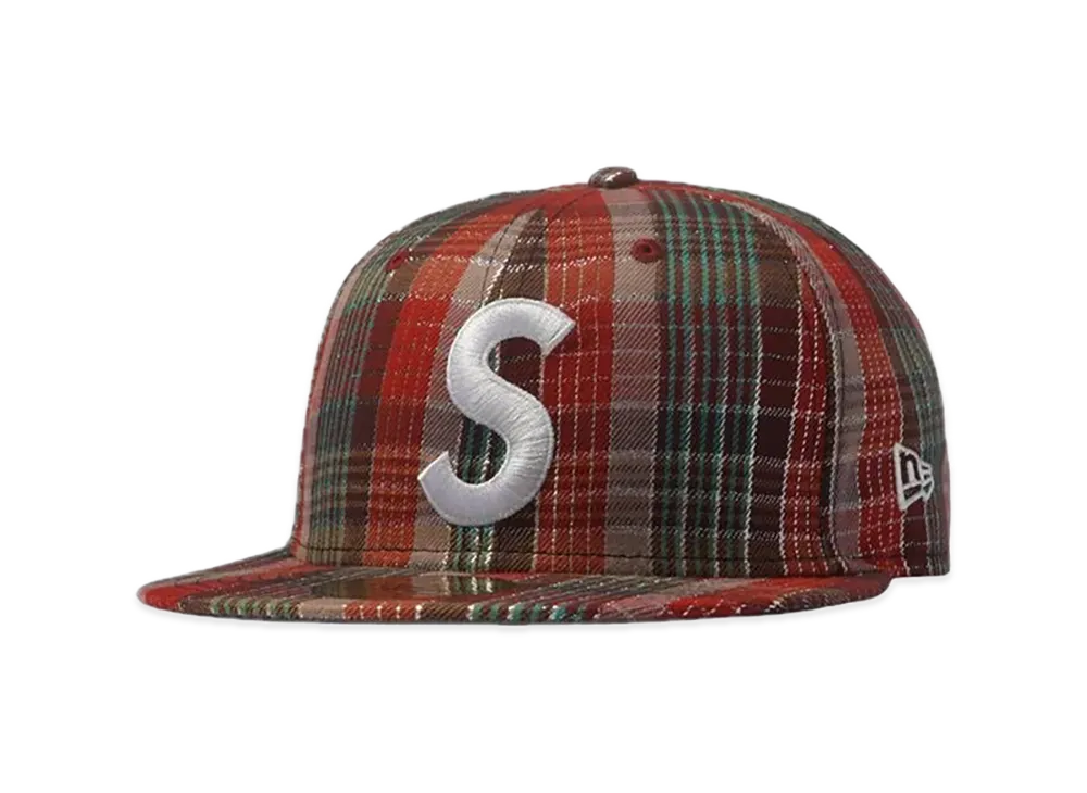 Supreme Metallic Plaid S Logo New Era "Red"