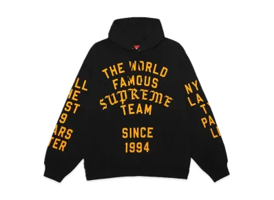 Supreme Team Flocked Hooded Sweatshirt "Black"