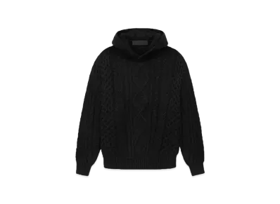 FEAR OF GOD ESSENTIALS Cable Knit Hoodie "Black"