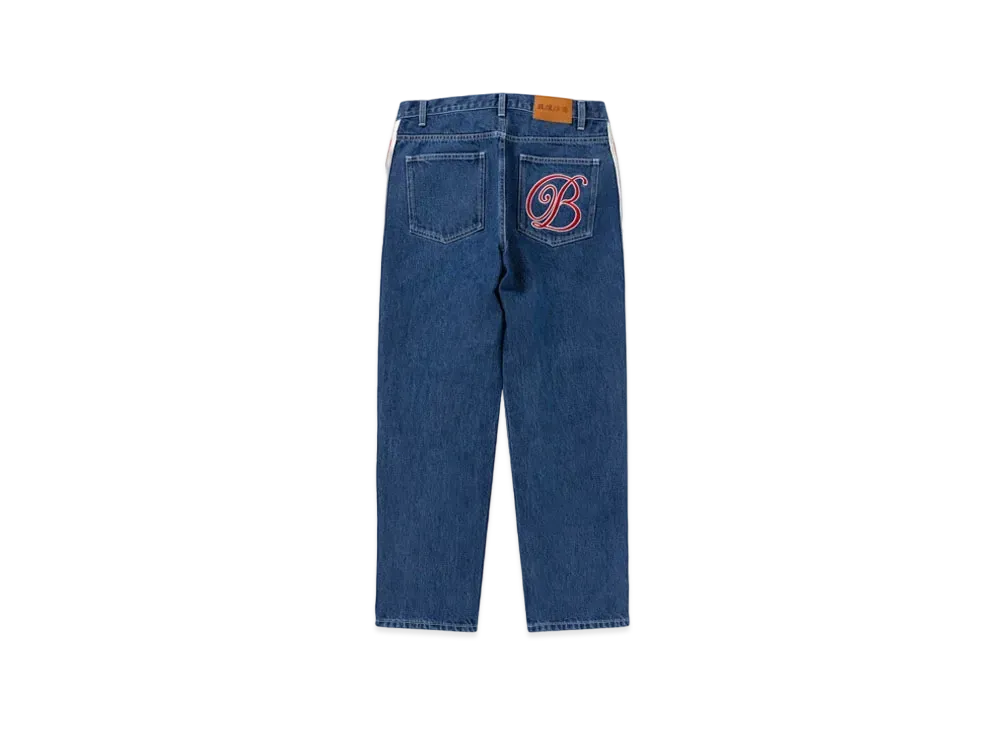 Black Eye Patch Taped B Emblem Denim Pants "Indigo"