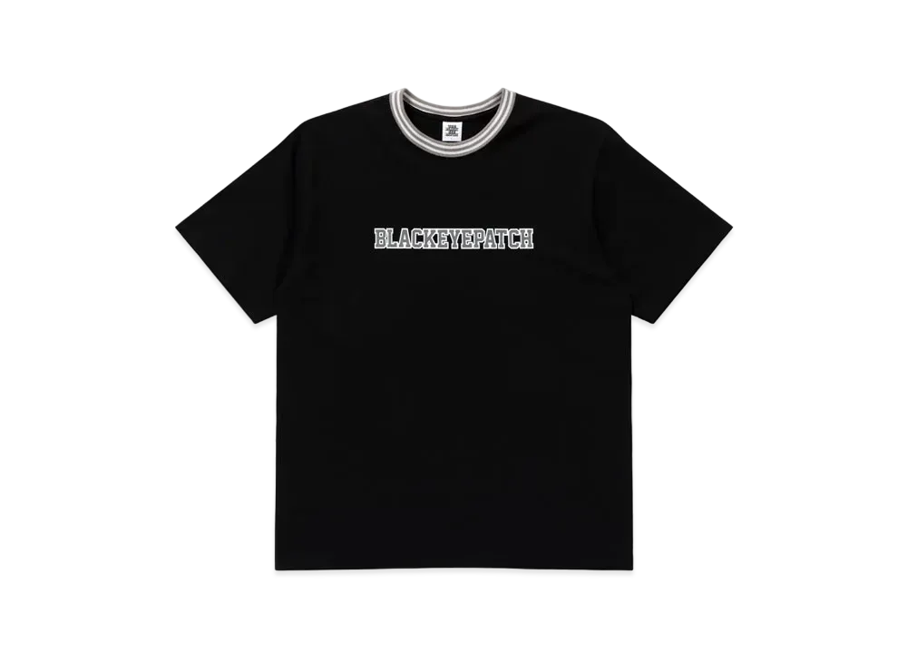 Black Eye Patch College Bordered Collar Tee "Black"