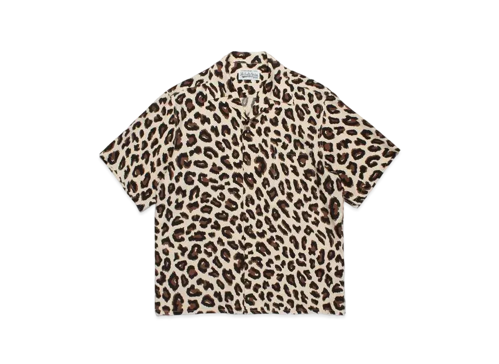 WACKO MARIA Leopard Open Collar Shirt "Beige"