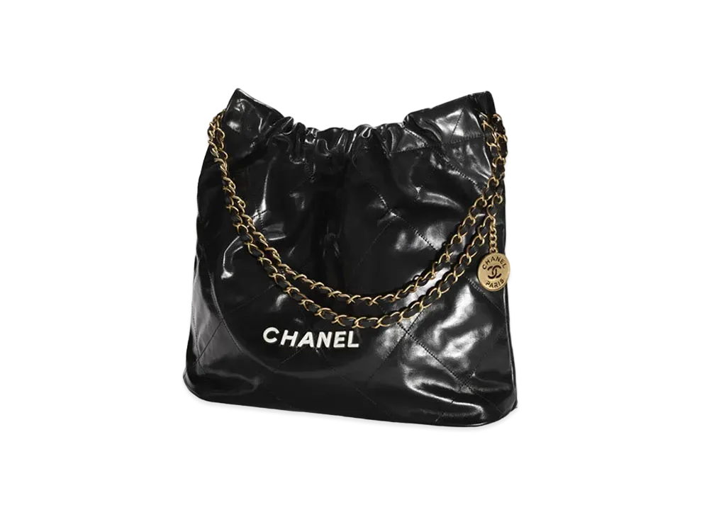 CHANEL 22 Hand Bag Shiny Calfskin "Black/White"