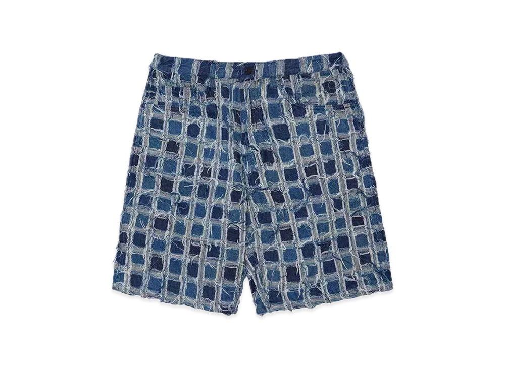 Supreme Frayed Patchwork Baggy Denim Short "Washed Blue"