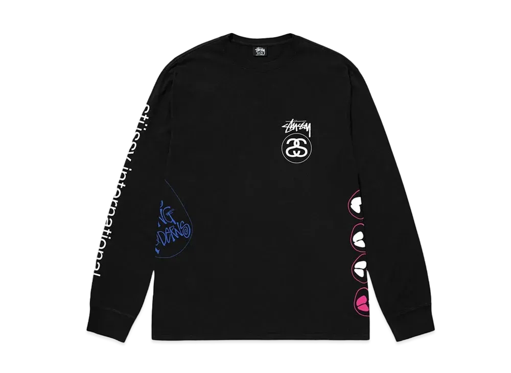 ステューシー テスト ストライク ピグモン ダイ LS Tシャツ "ブラック"