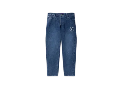 Black Eye Patch B Emblem Embroidered Denim Pants "Indigo"