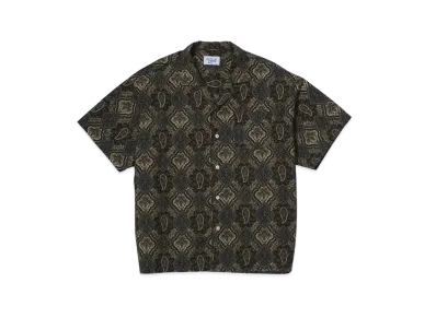 KEBOZ Paisley Rip Stop Open Collar Shirt "Gray Beige"