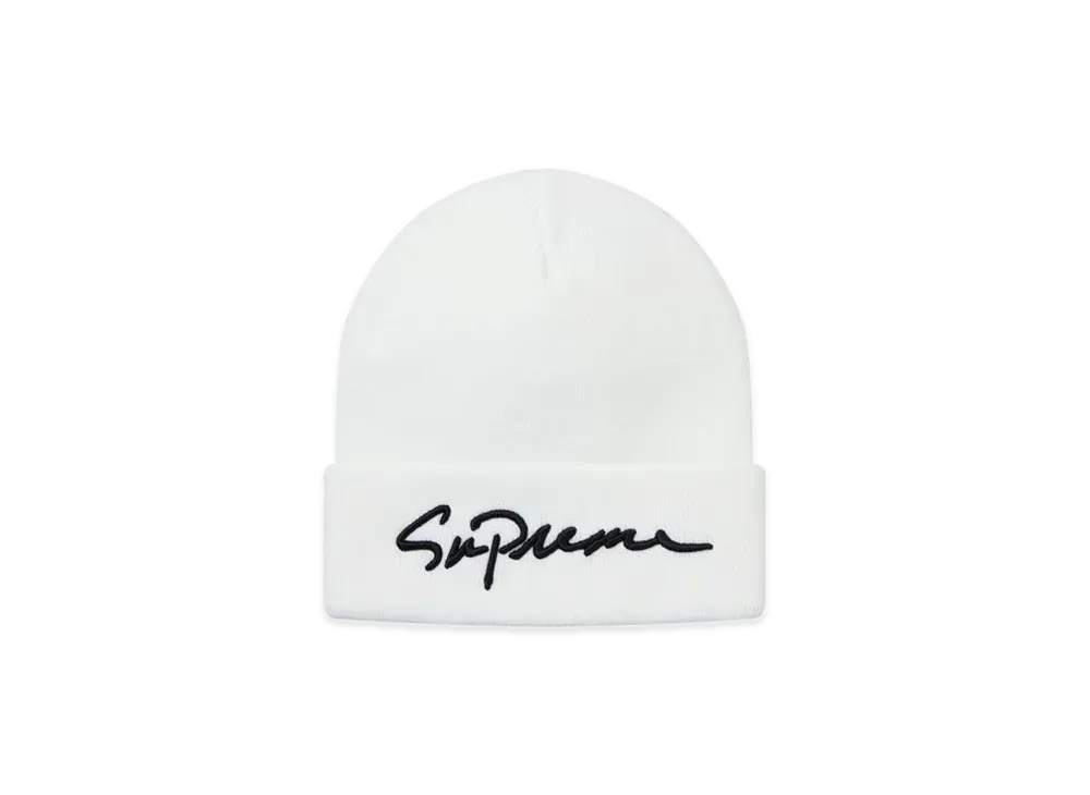Supreme Classic Script Beanie "White"