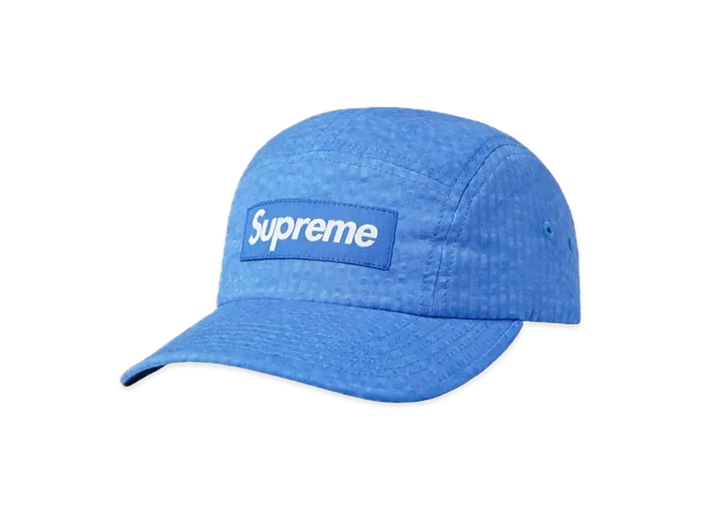 Supreme Washed Seersucker Camp Cap "Blue"