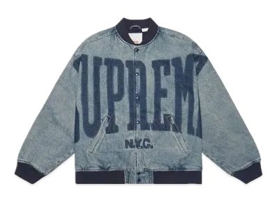 Supreme Washed Knockout Denim Varsity Jacket "Washed Blue"
