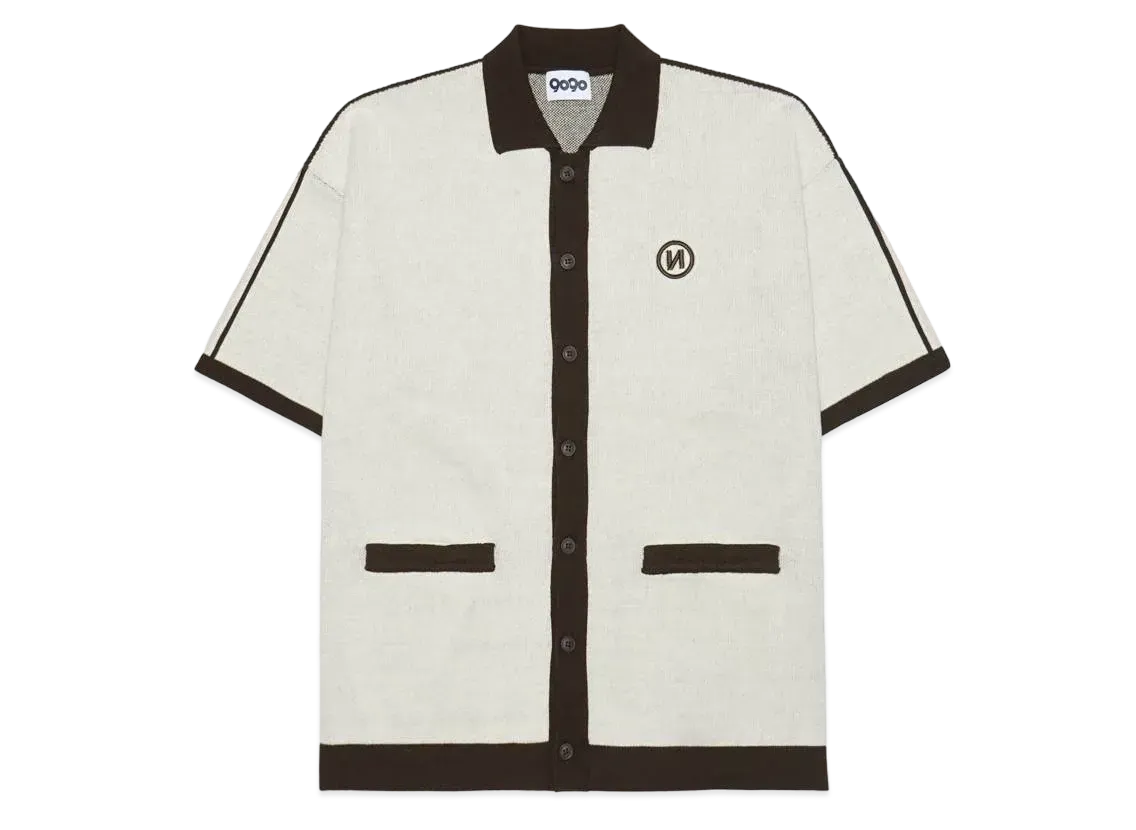 9090 N Logo Track Half Cardigan "Ivory"