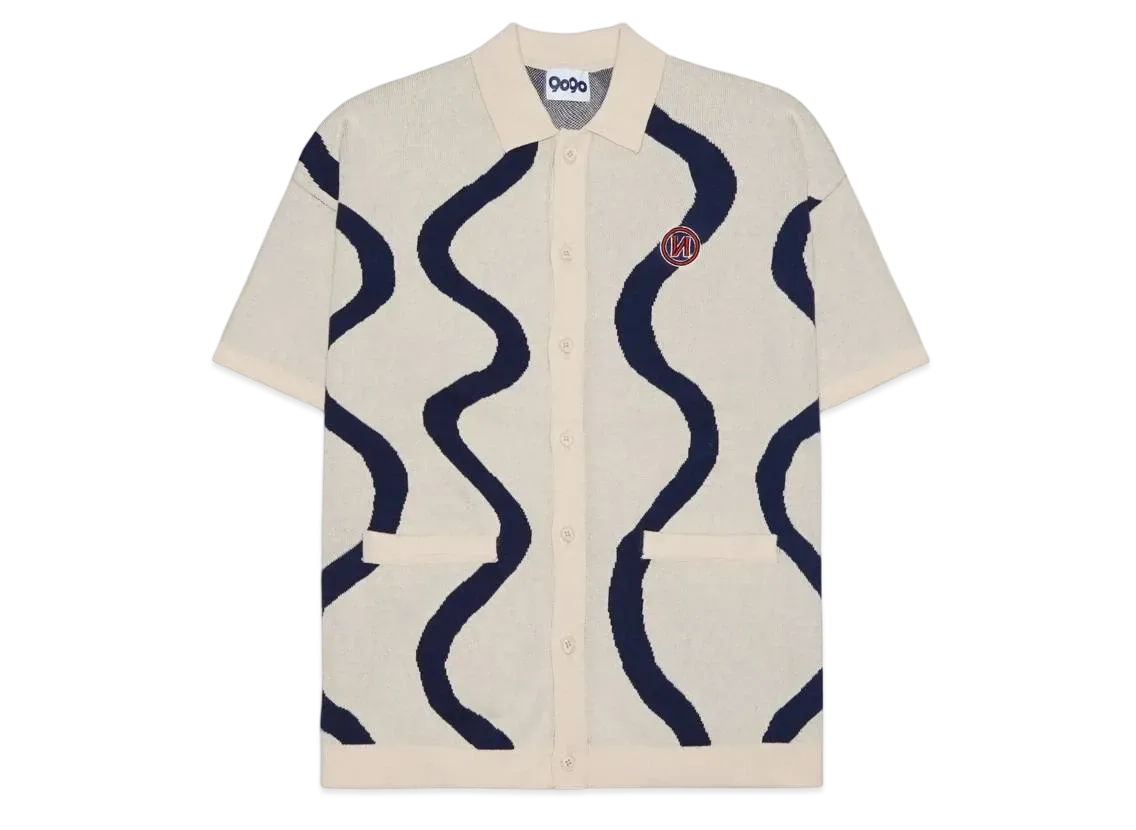 9090 Wave Line Half Cardigan "Ivory"