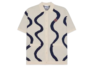 9090 Wave Line Half Cardigan "Ivory"