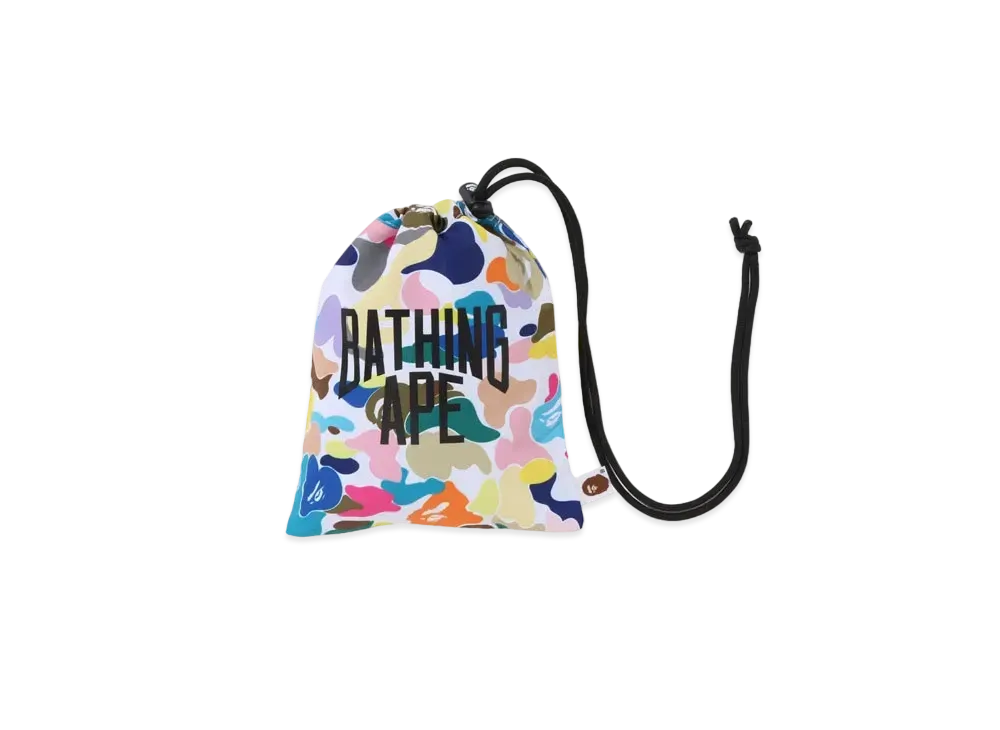 A BATHING APE Multi Camo NYC Logo Kinchaku Bag "White"